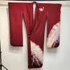 Vintage Traditional Furisode Kimono - dark red cherry blossoms - Pac West Kimono