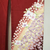 Vintage Traditional Furisode Kimono - dark red cherry blossoms - Pac West Kimono