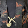 Vintage Traditional Haori Coat - black embroidered cranes - Pac West Kimono