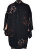 Vintage Traditional Haori Coat - black embroidered cranes - Pac West Kimono