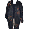 Vintage Traditional Haori Coat - black embroidered cranes - Pac West Kimono