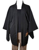 Vintage Traditional Haori Coat - black with chrysanthemum and fans - Pac West Kimono