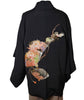 Vintage Traditional Haori Coat - black with chrysanthemum and fans - Pac West Kimono