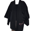 Vintage Traditional Haori Coat - black with embroidered butterflies - Pac West Kimono