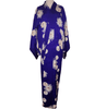 Vintage Traditional komon Kimono - deep purple chrysanthemum design - Pac West Kimono