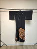 Vintage Traditional Tomesode Kimono - Black with orange birds and flowers - Pac West Kimono