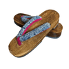 Women's Wooden Geta Sandals - navy floral print - Pac West Kimono