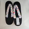 Women's Wooden Geta Sandals - White and Blue floral print - Pac West Kimono
