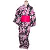 Women's Yukata - black with pink and white flowers. - Pac West Kimono