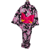 Women's Yukata - black with pink and white flowers. - Pac West Kimono