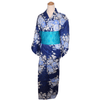 Women's Yukata - blue with blue and white flower print. - Pac West Kimono