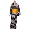 Women's Yukata - brown with white flower print. - Pac West Kimono