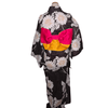 Women's Yukata - brown with white flower print. - Pac West Kimono