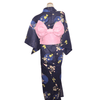 Women's Yukata - dark navy with white/pink flowers. - Pac West Kimono