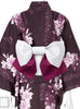 Women's Yukata - dark purple with lilies - Pac West Kimono