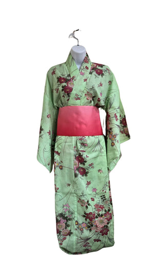 Women's Yukata - Green with floral print - Pac West Kimono