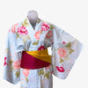 Women's Yukata - Light blue stripes with a floral print - Pac West Kimono