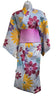 Women's Yukata - Light blue with floral print - Pac West Kimono