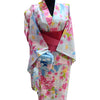 Women's Yukata - Light blue with flowers - Pac West Kimono
