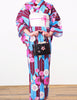 Women's Yukata - wine, blue and pink arrows and cherry blossom print - Pac West Kimono