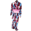 Women's Yukata - wine, blue and pink arrows and cherry blossom print - Pac West Kimono