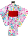 Yukata Girls - Light Blue with gold fish and flowers - Pac West Kimono