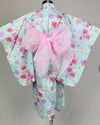 Yukata Girls - Light blue with pink & purple floral design - Pac West Kimono