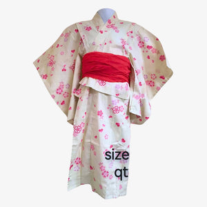 Yukata Girls - White with pink sakura design - Pac West Kimono