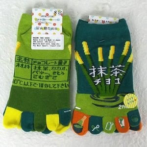 5 Toe Socks - Green Tea Matcha Pocky - Pac West Kimono