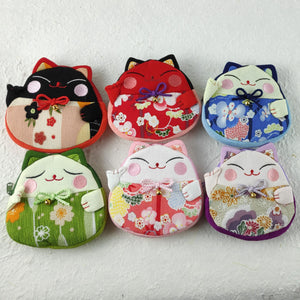 Maneki Neko Lucky Cat Zippered Pouch - Pac West Kimono