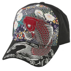 Embroidered  Baseball Hat - Koi Carp - Pac West Kimono