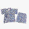 Boys 2pc Jinbei - Navy blue checkered with dragonfly print - Pac West Kimono