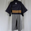 Boys 2pc Kimono & Hakama Set - Black Haori, Grey Hakama - Pac West Kimono