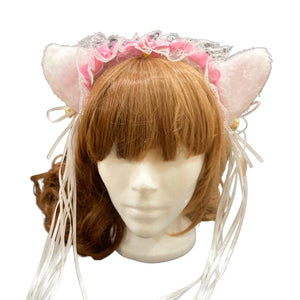 Cat ear headband - White and pink - Pac West Kimono