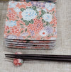 Ceremic Square Plate - Kimono Yuzen Design - Pac West Kimono