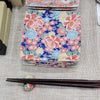 Ceremic Square Plate - Kimono Yuzen Design Blue - Pac West Kimono