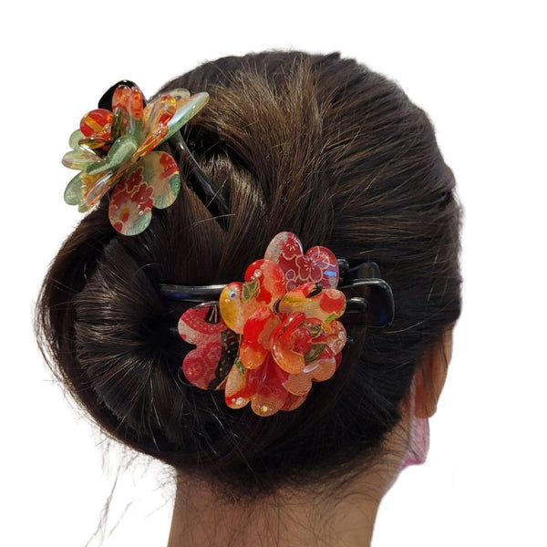 Parke Floral Hair Clip Various Hair Accessories NWT PARKE x Target Claw Hair Clip White Red Floral Pattern PARKE  main image 4