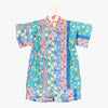 Girls 2pc Jinbei - Blue with sakura and bunny print - Pac West Kimono