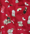 Japanese traditional warm Hanten coat. Womens. Cute red cat design. - Pac West Kimono