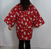 Japanese traditional warm Hanten coat. Women's/Girl's. Cute red Maneki neko, lucky cat design Chanchanko comfy light padded jacket - Pac West Kimono