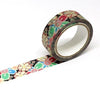 Japanese washi paper tape roll. Beautiful Floral design. Black - Pac West Kimono
