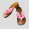 Kid's Wooden Geta Sandals - Pink sakura print - Pac West Kimono
