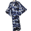 Mens Cotton Yukata - Dark Blue Waves - Pac West Kimono