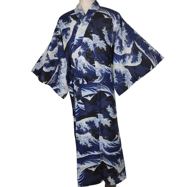 Yukata Unisex Cotton - Dark Blue Waves | Pac West Kimono