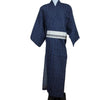 Mens Cotton Yukata - Navy with blue lines - Pac West Kimono