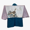 Mens Reversible Vintage Haori Coat - Teal and brown with eagle design - Pac West Kimono