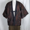 Mens Traditional Japanese Reversible Hanten Coat - Brown lines/brown - Pac West Kimono