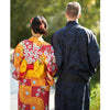Mens Cotton Yukata - Tropical Navy - Pac West Kimono