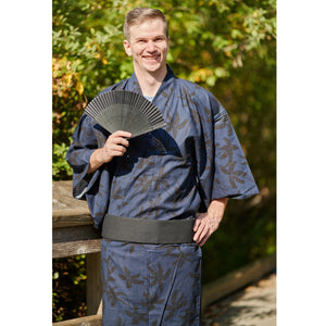 Mens Cotton Yukata - Tropical Navy - Pac West Kimono
