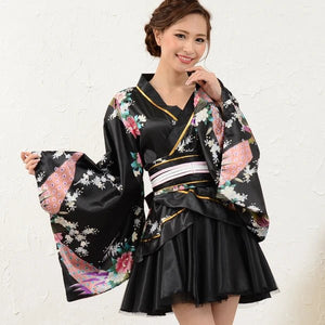 Satin Kimono Dress - Black with tutus - Pac West Kimono